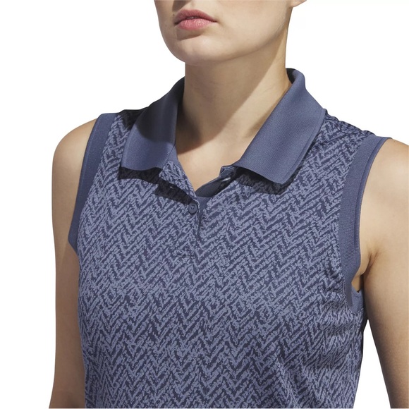 Adidas Ultimate365 Jacquard Sleeveless Polo - Picture 3 of 8